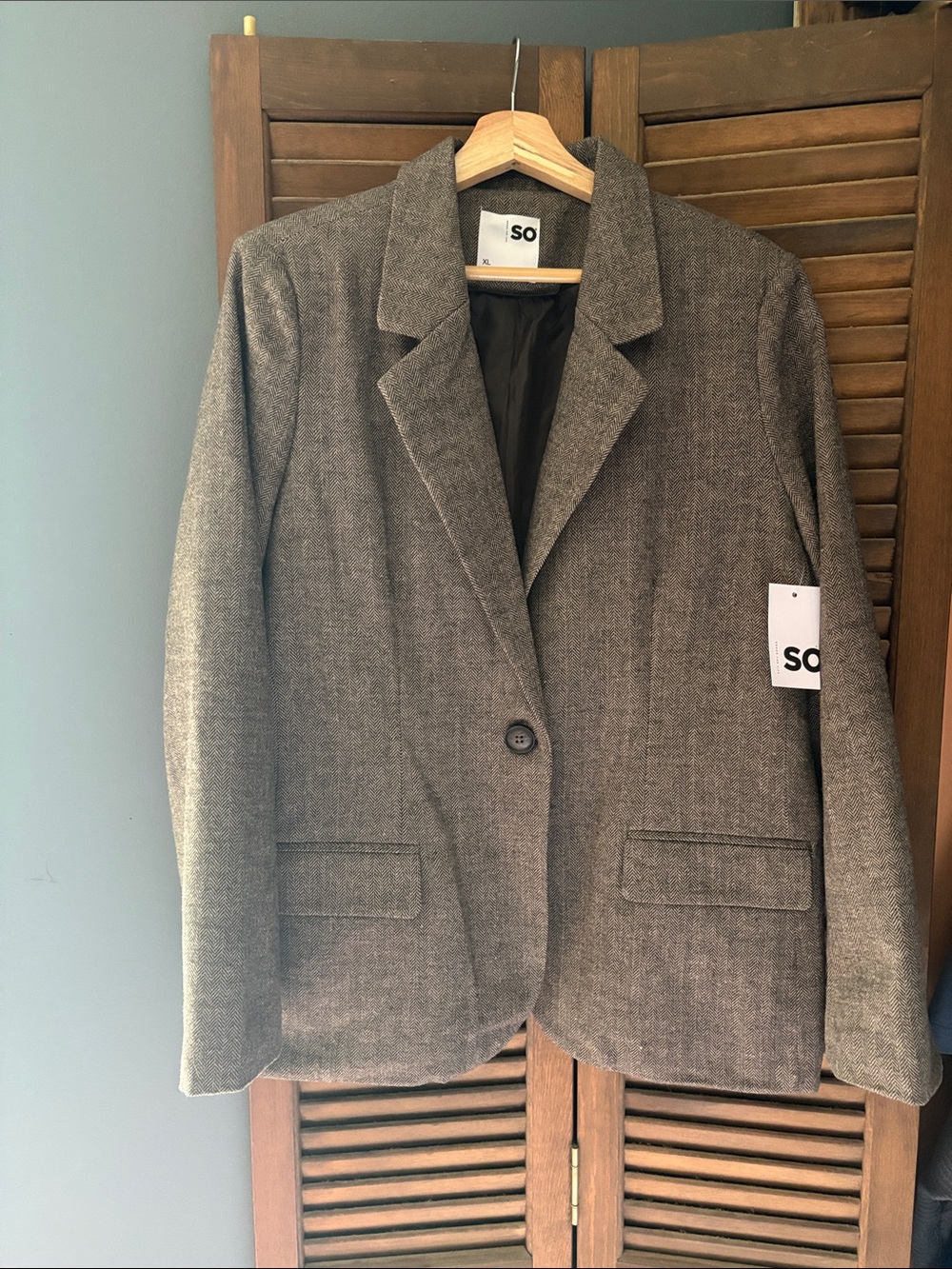 SO Women's Brown Tan Single-Button Tailored Blazer Size Xl
